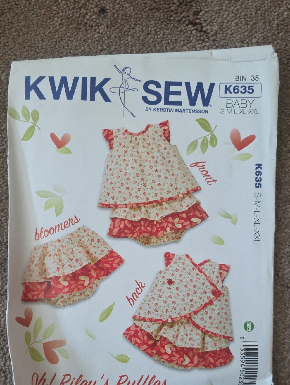 Kwik Sew K635 Baby Girls Ruffled Dress & Bloomers Pattern